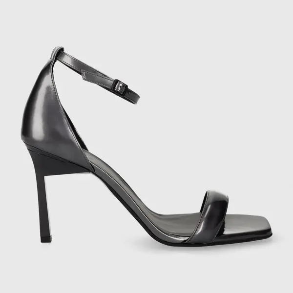 Kožené sandály Calvin Klein GEO STIL SQUARE SANDAL 90-PEARL šedá barva, HW0HW01993