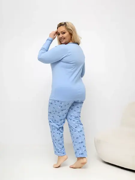 Světle modré bavlněné pyžamo s potiskem