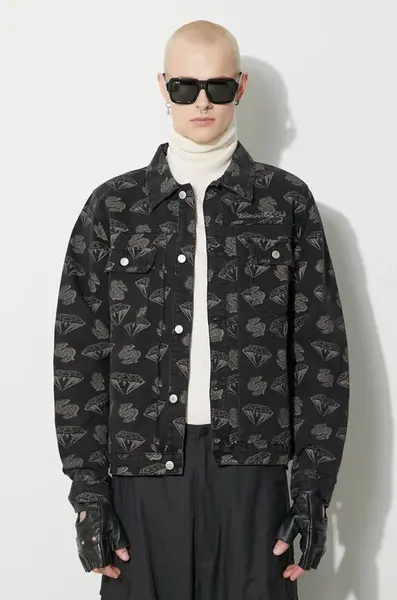 Džínová bunda Billionaire Boys Club Diamonds & Dollars Denim pánská, černá barva, přechodná, B23409