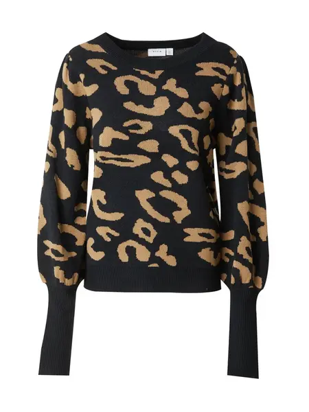 VILA Sveter 'Zebra'  svetlohnedá / čierna