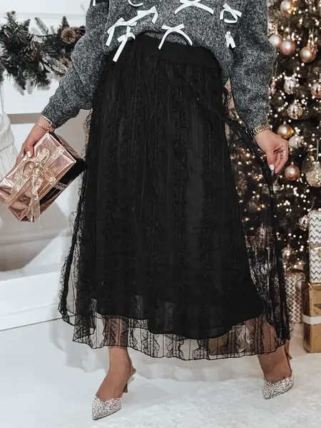 Spódnica maxi FLISS tiulowa czarna Dstreet