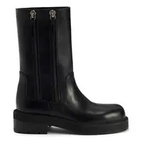 Kožené kotníkové boty Giuseppe Zanotti Morris dámské, černá barva, na plochém podpatku, I470012.002