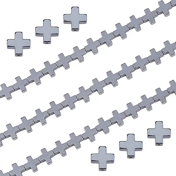 2 Strands Electroplated Non-Magnetic Synthetic Hematite Beads Strands