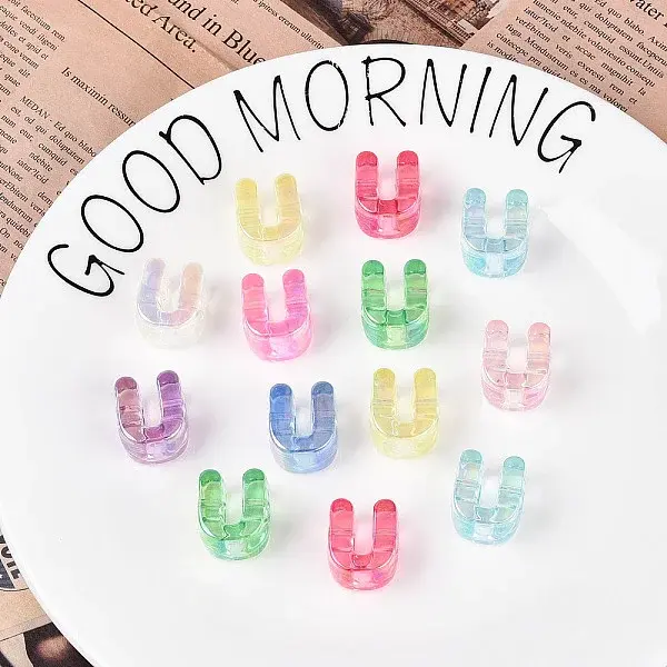 UV Plating Transparent Acrylic European Beads