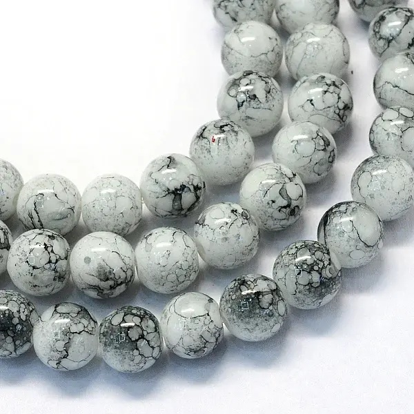 Baking Paint Glass Round Bead Strands