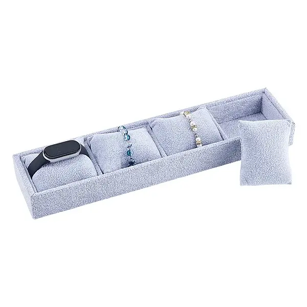 Rectangle 4 Grids Velvet Watch Display Case