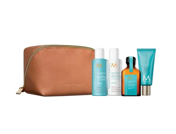 Moroccanoil Travel Repair cestovní sada na poškozené vlasy 4 ks + taštička