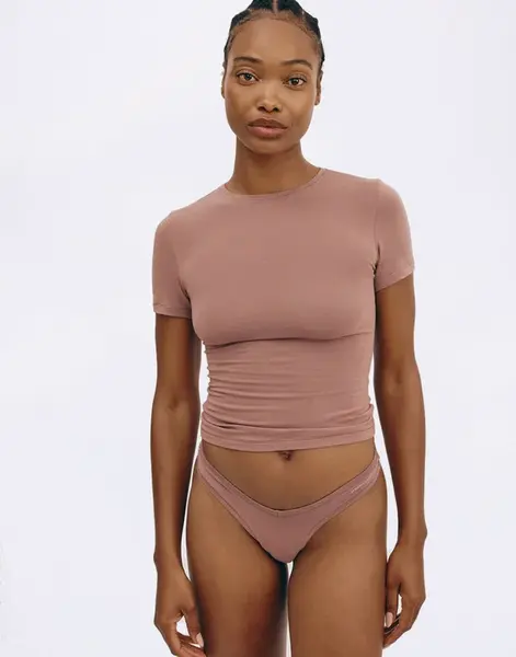 Tričko Organic Basics Flex Tee Rose Wood