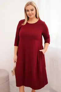 Plus size šaty s kapsami, bordó