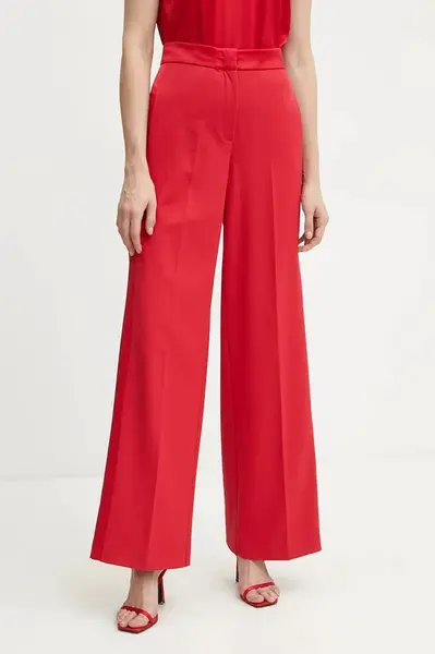 Kalhoty MAX&Co. dámské, červená barva, široké, high waist, 2516131041200