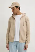 Bavlněná mikina Guess Jeans pánská, béžová barva, s kapucí, s potiskem, M5RQ45 KCPR1