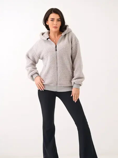 Dámská mikina s kapucí, světle šedá