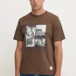 Bavlněné tričko Pepe Jeans AWEST hnědá barva, s potiskem, PM509641