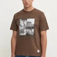 Bavlněné tričko Pepe Jeans AWEST hnědá barva, s potiskem, PM509641