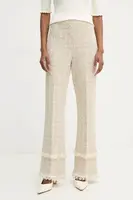 Kalhoty Twinset dámské, béžová barva, zvony, high waist, 251TP3562