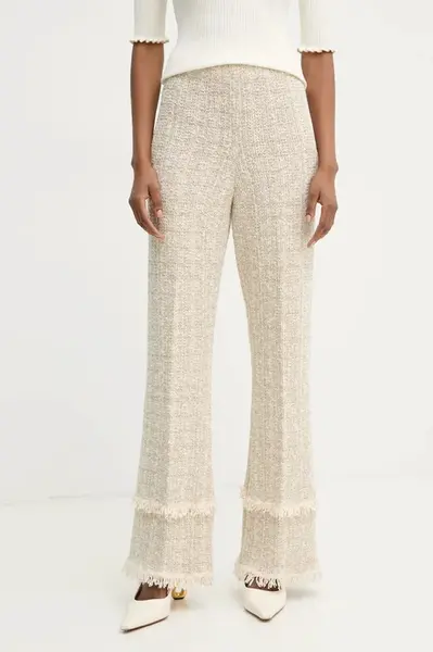 Kalhoty Twinset dámské, béžová barva, zvony, high waist, 251TP3562