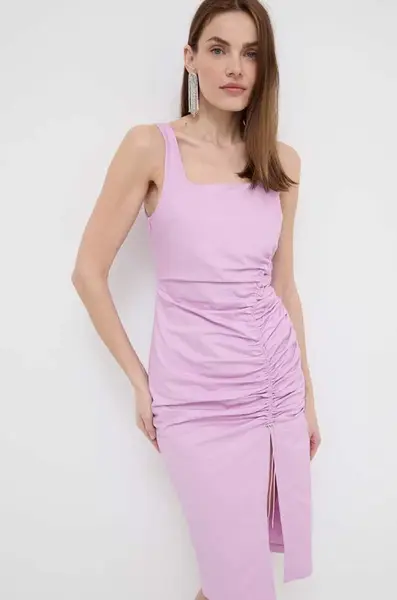 Džínové šaty Karl Lagerfeld růžová barva, mini