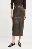 Kožená sukně Day Birger et Mikkelsen Niki hnědá barva, midi, DAY65243576