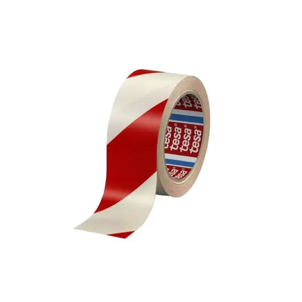 Páska výstražná samolepící PVC, 60760, 33 m x 50 mm, samolepící, červeno-bílá