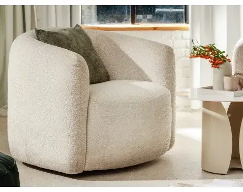 Otočné křeslo Alken, krémovo-béžová látka