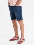 Ombre Men's shorts with elastic waistband and wash effect - blue