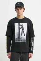 Bavlněné tričko s dlouhým rukávem Études Studio černá barva, s potiskem, H24MCTSH186