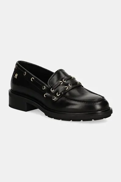Kožené mokasíny Tommy Hilfiger NAUTICAL EYELETS LEATHER LOAFER