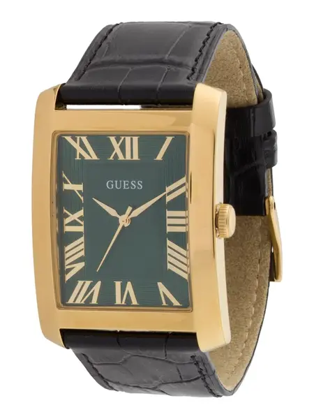 GUESS Analógové hodinky 'Clyde'  zlatá / tmavozelená / čierna