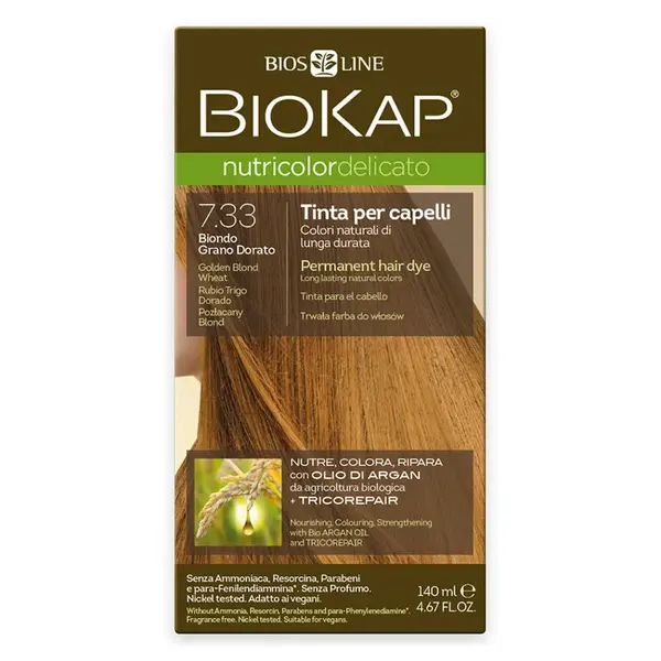 BIOKAP Barva na vlasy 7.33 Blond zlatá pšenice 140 ml