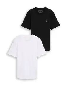 TOM TAILOR DENIM Tričko  čierna / biela