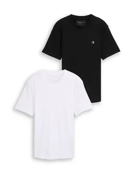 TOM TAILOR DENIM Tričko  čierna / biela