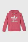 Dětská mikina adidas Originals TREFOIL HOODIE růžová barva, s kapucí, s potiskem