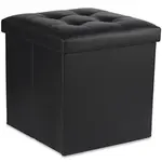Čierny skladací taburet ZAREX L z ekokože