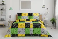 Bavlnené obliečky na 2 postele CHESS LIME, farebné Rozmer obliečky: 2 ks 70 x 90 cm | 2 ks 140 x 200 cm