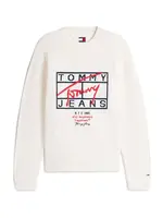Tommy Jeans Sveter  námornícka modrá / červená / čierna / biela