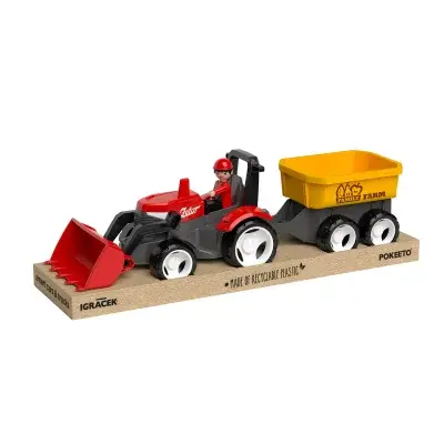 MultiGO ECO Červený traktor Zetor s radlicí, vlek, Igráček