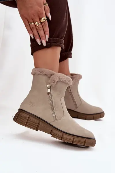 EVENTO Dámské sněhule na platformě s kožešinou Béžové Briselle