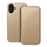 Flipové pouzdro Dual Pocket pro Apple iPhone 16 Plus, zlatá