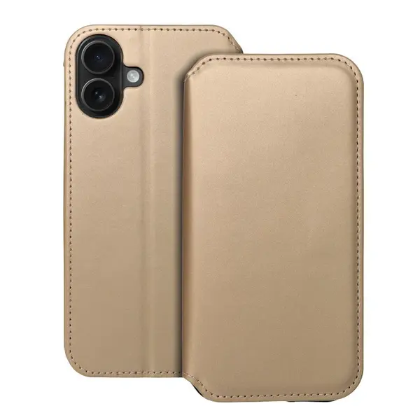 Flipové pouzdro Dual Pocket pro Apple iPhone 16 Plus, zlatá