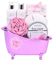 VIVACO Ros2501 Dárkové balení rose water - sprchový gel + tělové mléko + himalájská sůl + zvláčňující krém + dárek