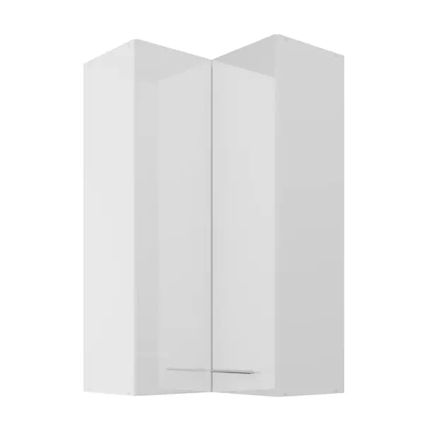 Horní rohová skříňka Lara 60x60 GN-108 2F (90°) Barva korpusu: Bílá, Barva dvířek: Bílý lesk