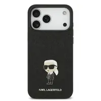 Zadní kryt Karl Lagerfeld Fixed Glitter Metal Ikonik pro Apple iPhone 17 Pro Max, černá
