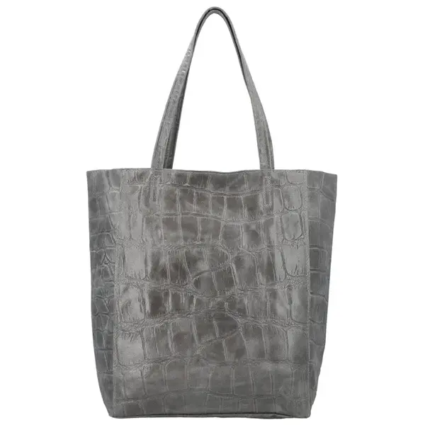 Dámska kožená kabelka na rameno šedá - Delami Vera Pelle Rista