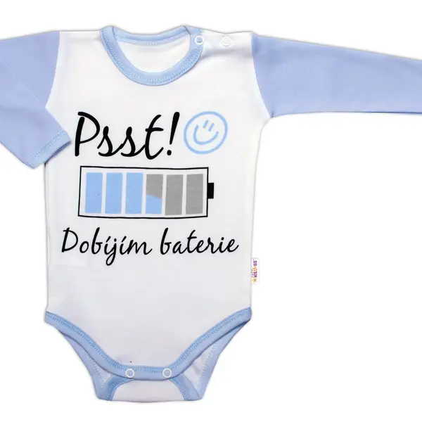 Baby Nellys Body dl. rukáv - Baby, Psst! Dobíjím baterie, kluk, vel. 86