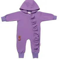 Baby Nellys Teplákový overal s volánkem a kapucí GIRL,fialový, vel. 74
