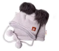 Baby Nellys Zimní čepice s fleecem Star + komínek,šedá, 98/104