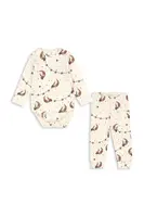 Kojenecká sada Konges Sløjd BASIC BODY/PANTS SET GOTS béžová barva, KS104215