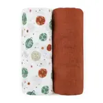 PETITE&MARS Přikrývka bambusová mušelínová 2ks Misty Celestial Planets 120 x 120 cm