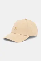 Bavlněná baseballová čepice Tommy Hilfiger béžová barva, s aplikací, AW0AW17631