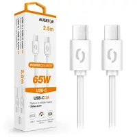 Datový kabel Aligator Power 65W, USB-C/USB-C 3A, 2,5m bílá